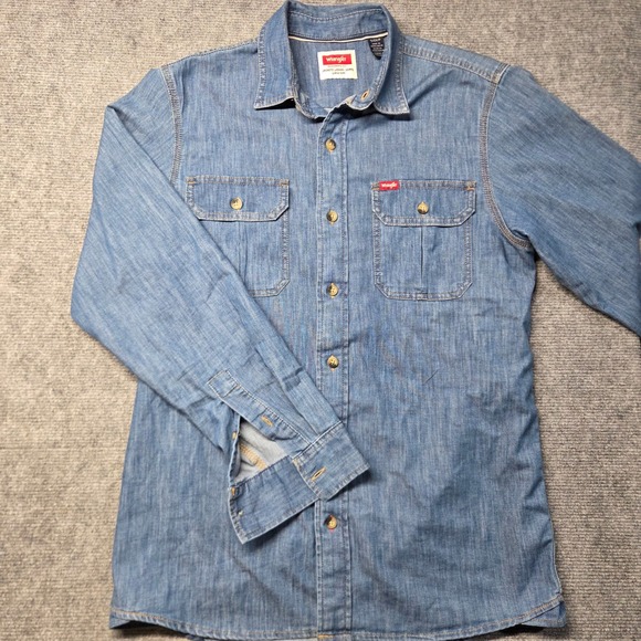 Wrangler Other - Wrangler Mens Blue Denim Long Sleeve Button Down Shirt Small 112359126